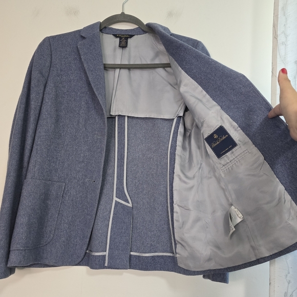 Brooks Brothers wool and angora rabbit hair blend blazer in blue Office Business - Picture 5 of 11